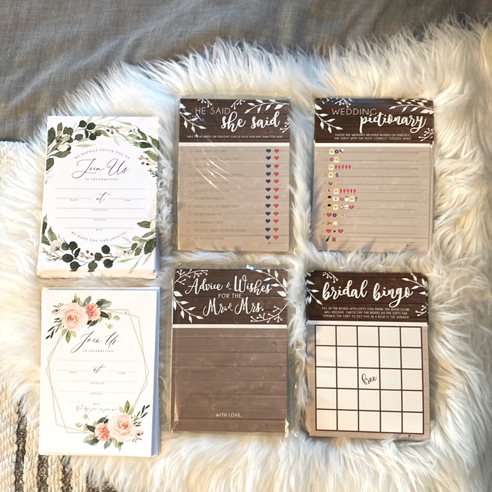 32 Bridal shower invitations w/game cards.